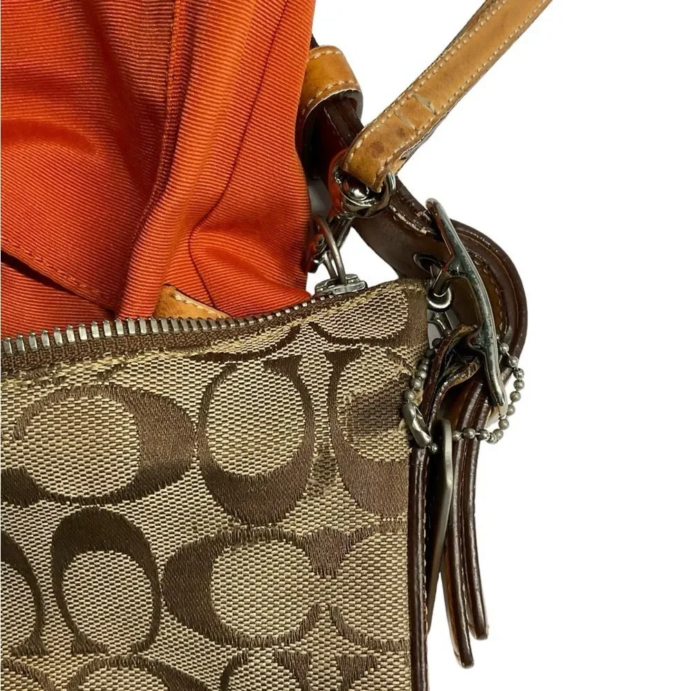 VTG Coach Hobo Signature Canvas Leather Brown Tote Handbag Purse Style #6347